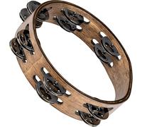 Meinl Percussion CTA2WB - Pandereta de madera, 2 filas de sonajas de acero inoxidable, 20.3 cm de diámetro, diseño vintage, color marrón nogal