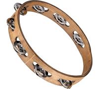 MEINL Percussion Traditional Wood Tambourine with Sonajas de acero - 1 Fila, Nogal Marrón, TA1WB