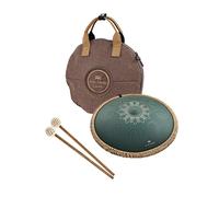 Meinl Sonic Energy 16" Octave Steel Tongue Drum F# Minor 9 Notes 432 Hz Green Engraved Floral