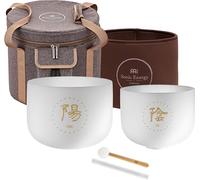 Meinl Sonic Energy - Juego de 2 cuencos de cristal Yin/Yang, cuarzo esmerilado sintonizado TCM con mazos, bolsa, juntas tóricas, para meditación, yoga, baños de sonido, curación de chakras