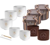 Meinl Sonic Energy - Juego de 5 cuencos de cristal, cuarzo esmerilado sintonizado TCM con mazos, bolsa, juntas tóricas, para meditación, yoga, baños de sonido, curación de chakras