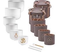 Meinl Sonic Energy - Juego de 6 cuencos de cristal de cuarzo esmerilado con mazos, bolsa, juntas tóricas, para meditación, yoga, baños de sonido, curación de chakras