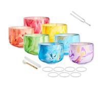 Meinl Sonic Energy MCSBSETCHA Crystal Singing Bowl - Juego de cuencos tibetanos con diapasón Keepdrum