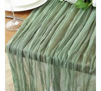 meioro Camino de Mesa en Tela de Queso Verde Salvia 90x400cm Gasa Boho Rústico Largo y Romántico para Decoración de Mesa de Cumpleaños, Boda, Baby Bridal Shower, Fiesta de Cumpleaños