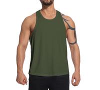 Meioro Camiseta Tirantes Hombre Running Hombres Entrenamiento Tank Top, Y-Back Camisetas de Tirante Malla Camisetas Sin Mangas Gimnasio Culturismo Fitness Muscle T Shirt Atlético (Ejército Verde, L)