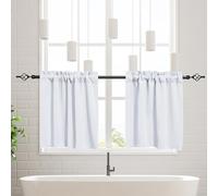 Meioro Cortinas correderas, Cortinas de Privacidad, Cortina de Taberna Opacas, Cortinas de Cocina, Cortinas de Sombra Media Corta en La Sala de Estar Villa Rural, Juego de 2 Piezas(Blanco,76Wx76H cm)