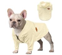 Meioro Suéter de Perro Ropa para Mascotas con Capucha y Cremallera Ropa para Perros y Gatos Paño Tibio para Perros Cachorro Bulldog Francés Pug(M,Blanco)