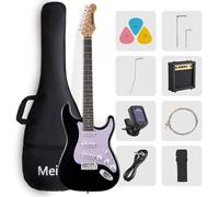 Meiou Kit de iniciación de guitarra eléctrica de 39 pulgadas, serie ST, kit completo de inicio con guitarra eléctrica, amplificador, correa, púa, afinador, cuerdas, cable y bolsa de guitarra, adecuado