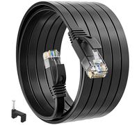 MEIPEK Cable Ethernet 10 Metros, Cat 6 Cable de Red Plano Largo Latiguillo Rj45 Cable Network Gigabit Negro Alta Velocidad Cable Internet 10m para Switch, Router, Módem, Panel de Conexión, PC