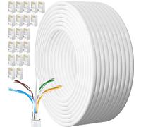 MEIPEK Cable Ethernet 100 Metros, Cat 6 Exterior FTP Blindado Bobina Cable Rj45 Blanco Lan Internet Alta Velocidad 1000Mbps 250MHz Cable de Red para Enrutador Módem