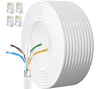 MEIPEK Cable Ethernet 15 Metros, Cat 6 Cable de Red Exterior FTP Blindado Cable a Granel Rj45 Network Cable Blanco Cable Internet Alta Velocidad Cable Lan 250MHz Cabo de Rede para Enrutador Módem