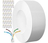 MEIPEK Cable Ethernet 150 Metros, Cat 6 Cable de Red Exterior FTP Blindado Rj45 Network Blanco LAN Internet Alta Velocidad 250MHz Cabo de Rede 150m para Enrutador Módem