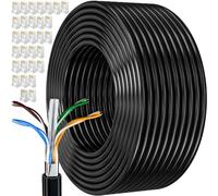 MEIPEK Cable Ethernet 150 Metros, Cat 6 Cable de Red Exterior FTP Blindado Rj45 Network Negro LAN Internet Alta Velocidad 250MHz Cabo de Rede 150m para Enrutador Módem