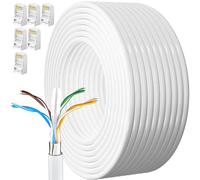 MEIPEK Cable Ethernet 25 Metros, Cat 6 Cable de Red Exterior FTP Blindado Rj45 Lan Network Internet Blanco Alta Velocidad 1000Mbps 250MHz Cabo de Rede para Enrutador Módem