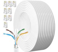 MEIPEK Cable Ethernet 40 Metros, Cat 6 Cable de Red Exterior FTP Blindado Cable a Granel Rj45 Network Cable Blanco Cable Internet Alta Velocidad Cable Lan 250MHz Cabo de Rede para Enrutador Módem
