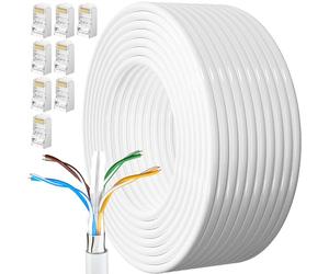MEIPEK Cable Ethernet 40 Metros, Cat 6 Cable de Red Exterior FTP Blindado Rj45 Network Blanco LAN Internet Alta Velocidad 250MHz Cabo de Rede 40m para Enrutador Módem
