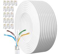 MEIPEK Cable Ethernet 80 Metros, Cat 6 Cable de Red Exterior FTP Blindado Rj45 Network Blanco Lan Internet Alta Velocidad 250MHz Cabo de Rede para Enrutador Módem