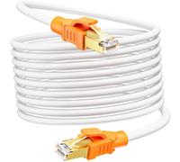 MEIPEK Cable Ethernet Cat 8 10 Metros, 40Gbps 2000MHz Cable de Red 10m Exterior 26AWG S/FTP Cable Internet Alta Velocidad Cable LAN Gigabit Cable RJ45 Largo Blanco POE Cable de Conexión