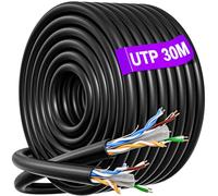 MEIPEK Cable LAN 30 Metros, Cat6 Alta Velocidad Cable Ethernet 1000mbps 250MHz Banda Ancha Cable de Red 30m, Interior/exterior Impermeable Entierro Directo Cable LAN, Longitud Personalizable(0-30m)