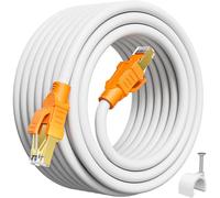 MEIPEK Cat 8 Cable Ethernet 20 Metros, 40Gbps 2000MHz Cable de Red 20m 26AWG S/FTP Alta Velocidad Gigabit RJ45 Blanco POE LAN Internet