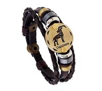 MeiPing Pulseras del Horóscopo Zodiaco Retro Vintage Brazalete de Hombre Mujer Simbolo de Estrellas para Buena Suerte Buen de la Amistad