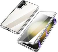 MEIQIBAO Aplicable a Funda para Samsung Galaxy S23 FE Templado Protector de Pantalla de Vidrio 360°Cubierta de protección Magnética Parachoques Compatible MagSafe-Plata