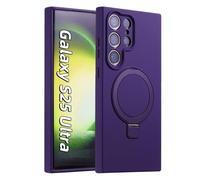 MEIQIBAO Funda Magnética para Samsung Galaxy S25 Ultra 6,9 Pulgadas Slim Silicona Antigolpes antisísmico y Antideslizante Protección cámara,Soporte con metálico,Morado