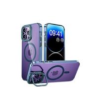 MEIQIBAO Funda para iPhone 15 Pro MAX Compatible con MagSafe TPU Transparente Magnética Carcasa A Prueba de Golpes Resistente a Arañazos con Soporte Oculto Integrado Blue