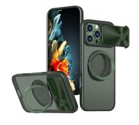 MEIQIBAO para Funda iPhone 16 Pro MAX magnetismo con Tapa Protectora Deslizante de Cámara,con 360° rotación Metal Stent Reforzada Antisísmica Cubierta Protectora Ultradelgado Case, Verde