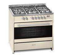 Meireles E 911 CR NAT - Cocina con Placa de Gas Natural 5 Fuegos Horno Multifunción 121 Litros Crema