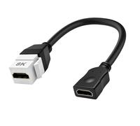 MEIRIYFA 8K HDMI 2.1 Hembra a Hembra Keystone Jack Pigtail Cable 48Gbps | Cable HDMI 2.1 Keystone Pigtail de extensión de vídeo, conector Snap-in compatible con 8 K @ 60 Hz para placa de pared