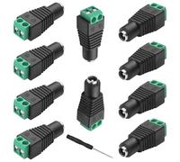 MEIRIYFA Adaptador de 12 V CC, 5,5 mm x 2,1 mm, conector de alimentación CC de 5,5 x 2,1 mm, hembra a hembra de 2 pines, tipo de tornillo, terminales sin soldadura para cámara de seguridad CCTV (10