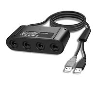 MEIRIYFA Adaptador de controlador Gamecube para Switch, compatible con Super Smash Bros, 4 puertos con características turbo y vibración