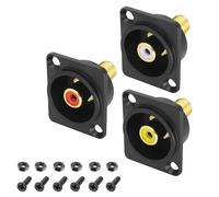 MEIRIYFA Adaptador de montaje de panel RCA tipo D, terminal de 3 colores RCA hembra a hembra, conector AV para amplificador de altavoces de TV, audio y vídeo (3 unidades)