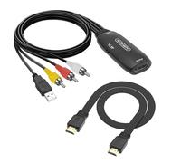 MEIRIYFA Adaptador RCA a HDMI, convertidor AV a HDMI con cable de alimentación USB y cable HDMI, soporte 1080P, PAL/NTSC para PC, portátil, TV, VHS, reproductor de DVD Blue-Ray, HDTV, proyector