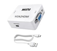 MEIRIYFA Adaptador VGA a HDMI, convertidor unidireccional VGA (Source) a HDMI (TV/Monitor) 1080P con puerto de audio de 3,5 mm para PC, portátil, monitor HDTV, proyector (blanco)