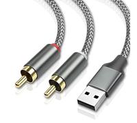 MEIRIYFA Cable de audio USB a 2rca, USB a 2 RCA machos para PC estéreo Y divisor adaptador de conector con decodificador HiFi chip (2m)