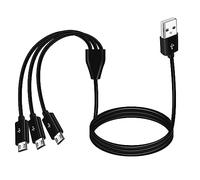 MEIRIYFA Cable divisor USB a micro USB, 3 en 1 USB 2.0 A macho a tres micro USB macho Sync cable de carga (negro, 1 m)