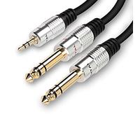 MEIRIYFA Cable en Y estéreo TRS de 3,5 mm a doble 6,35 mm TRS estéreo macho de 1/8 pulgadas a doble cable divisor de audio macho 1/4 TRS para teléfono, computadora - 0,5 m