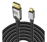 MEIRIYFA Cable Mini DisplayPort a DisplayPort 2.1 de 16 K, cable bidireccional Mini DP a DP 2.1, 16 K @ 60 Hz, 8 K a 120 Hz, 4 K @ 240 Hz, 80 Gbps HDR, G-Sync para videojuegos, ordenador portátil