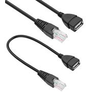 MEIRIYFA Cable USB hembra a RJ45, USB a RJ45, adaptador Ethernet 8P4C, cable de red para router, módem, PC de escritorio, conmutador, TV Box (0,3 m, 2 unidades)