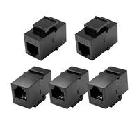 MEIRIYFA CAT3 RJ11 6P4C Jack Teléfono Cable Conector Acoplamiento CAT3 Teléfono RJ11 6P4C Hembra a Hembra Keystone Jack Acoplamiento para Telephone Fax Máquina Módem (Negro, 5 Paquetes)