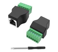 MEIRIYFA Conector RJ12 hembra a bloque de terminales de tornillo de 6 pines, Ethernet RJ12 6P6C macho a 6 pines adaptador de terminales de tornillo para cable telefónico adaptador de audio (2 piezas