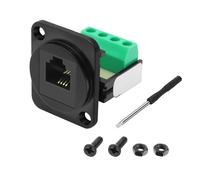 MEIRIYFA D-type RJ11 6P4C Panel Mount CAT3 - Terminal de tornillo sin soldadura, tipo D RJ11 hembra a conector Keystone Jack de 4 pines para teléfono (1 unidad)