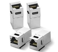 MEIRIYFA RJ45 Cat 6A Blindado Inline Acoplador Ethernet Cat 6A Hembra a Hembra Keystone Jack 10Gbps 8P8C recto modular macho para cable de red Cat6A/6/5e/5 - 4 unidades, Plata (Cat 6A)