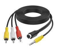 MEIRIYFA S-Video - Cable compuesto de 4 pines a 3 RCA AV con enchufe TRS de 3,5 mm, 3 RCA macho a 4 pines Mini DIN S-Video + cable de audio estéreo TRS macho de 3,5 mm (1/8 pulgadas) para PC a TV (1,8