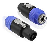 MEIRIYFA Speakon a conector adaptador de 6,35 mm, NL4FC 4 polos SpeakON macho a TS hembra de 1/4 pulgadas, adaptador de cable de bloqueo giratorio para NL4FC, NL4FX, NLT4X, NL2FC (2 piezas)