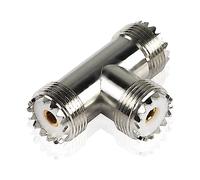 MEIRIYFA UHF triple t Connector adapter, 3 Way UHF Hembra to Double UHF Hembra coax Adapter PL259 para antena FPV CB Radio