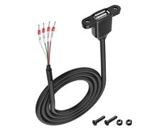 MEIRIYFA USB A 2.0 hembra Panel Mount a 4 pines desnudo 28 AWG 5 V/5 A