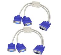 MEIRIYFA VGA Cable Splitter, 1080P HD VGA 1 macho a 2 hembra adaptador convertidor Video Cable Dual VGA Monitor Y Cable para duplicación de pantalla (2 unidades, 30 cm)